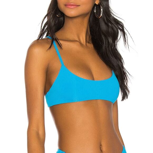 Superdown Turquoise Ribbed Bikini Top SMALL Bralette Crop Sporty Mia Revolve NEW - Picture 1 of 9